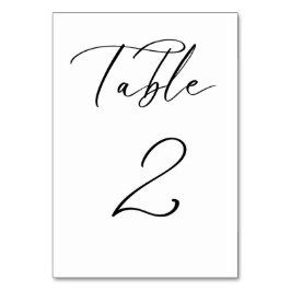 Schwarze Minimalistische Script-Hochzeitkarte für  Tischnummer