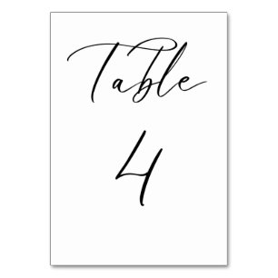 Schwarze Minimalistische Script-Hochzeitkarte für Tischnummer