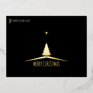 Schwarze minimalistische Weihnachtsbaumfolie für g Folien Feiertagspostkarte