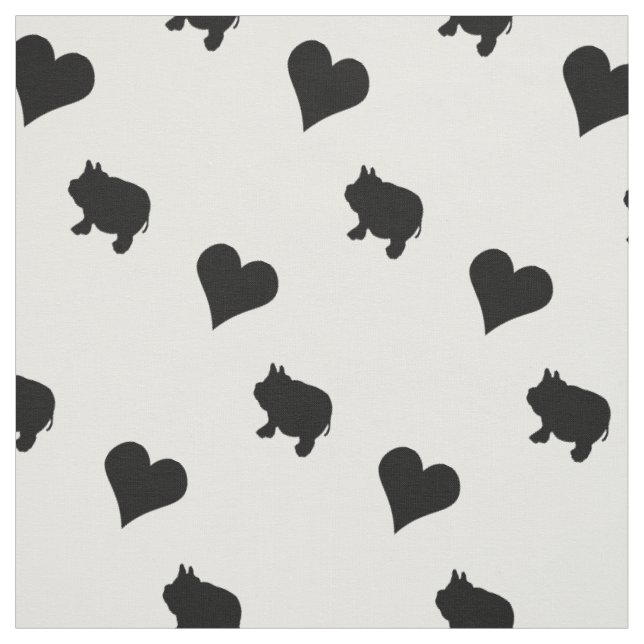 Schwarze Minischweine und Herz-Silhouette Stoff (Muster)