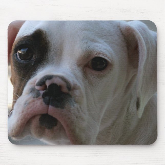 Schwarze mit Augen Boxer-Hundemausunterlage Mousepad (Vorne)