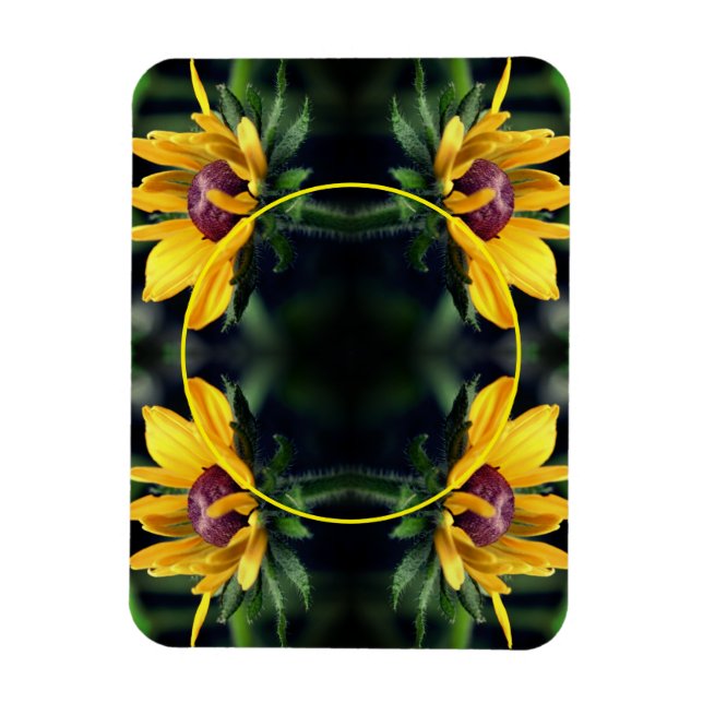 Schwarze Mit Augen Susan-Blume-Rahmen Foto hinzufü Magnet (Vertikal)