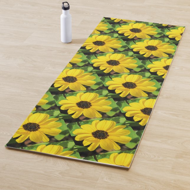 Schwarze Mit Augen Susan - Floral Yoga Mat (1 Seit Yogamatte (Beispiel)