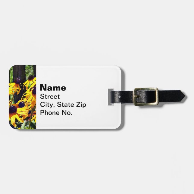 Schwarze Mit Augen Susans durch Zaun Gepäckanhänger (Vorderseite horizontal)