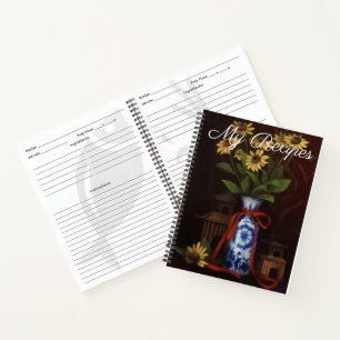 Schwarze mit Augen Susans mit Blauer China Rezept Notizbuch