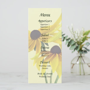 Schwarze Mit Augen Susans mit Curly-Petals-Hochzei Menükarte