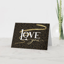 Schwarze mit Gold Swoosh LIEBE Valentine Feiertagskarte