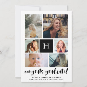 Schwarze Mit Monogramm Fotocollage Glückwunsch Gra Ankündigung