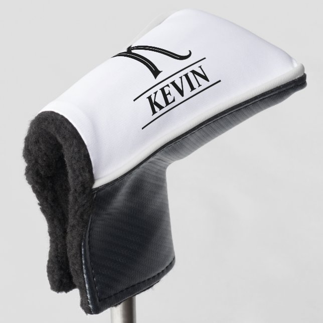 Schwarze Mit Monogramm Putter Kopfbedeckung Golf Headcover (3/4 Vorderseite)