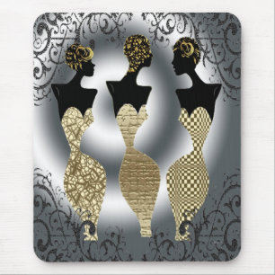 Schwarze Mode im Gold Mousepad