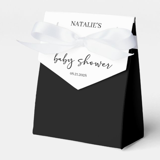 Schwarze moderne einfache Skript-Baby-Party Geschenkschachtel (Vorderseite)