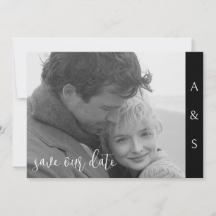 Schwarze moderne Einfachheit S/W-Foto horizontal Save The Date