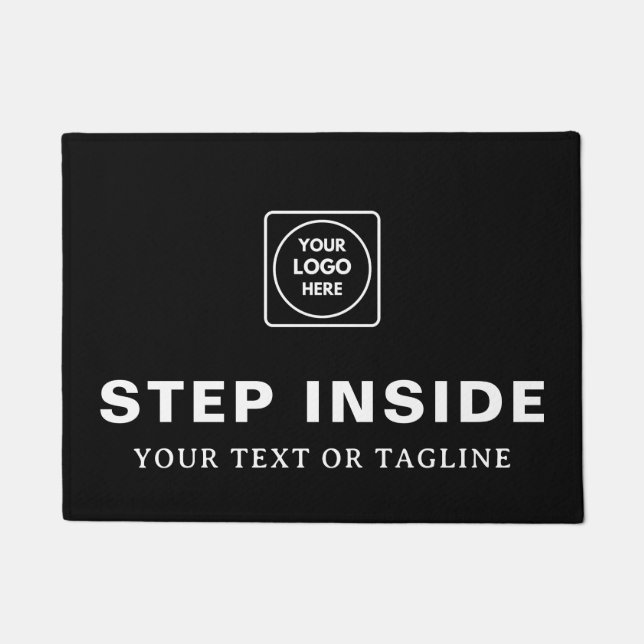 Schwarze moderne Geschäft-Logo-Eingangsmatte Fußmatte (Vorderseite)