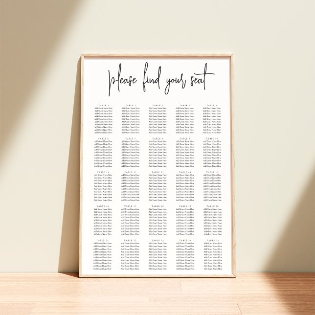 Schwarze, moderne handgeschriebene XL-Hochzeitstab Poster (Von Creator hochgeladen)
