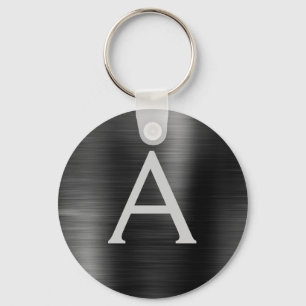 Schwarze, moderne Imitate Monogramm aus rostfreiem Schlüsselanhänger