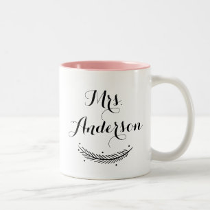 Schwarze moderne Kalligrafie Personalisierte Winte Zweifarbige Tasse