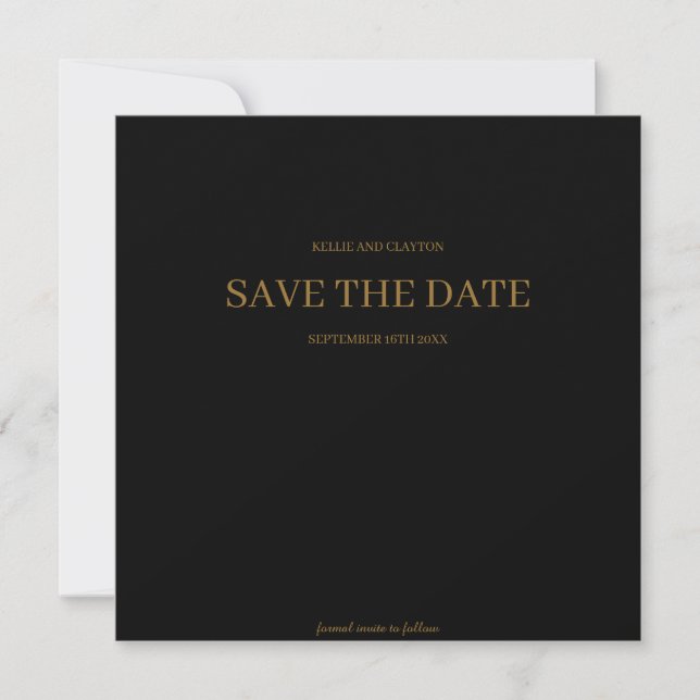 Schwarze, moderne Minimalistische Hochzeit rettet  Save The Date (Vorderseite)