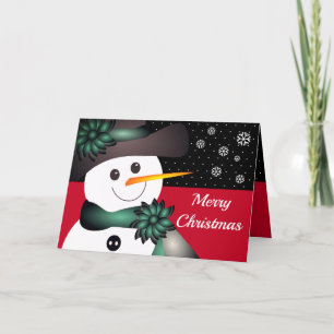 Schwarze Moderne mit Schneemann Feiertagskarte