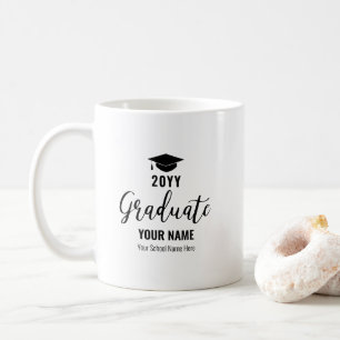 Schwarze moderne personalisierte Abschlussgeschenk Kaffeetasse