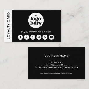 Schwarze moderne professionelle Treuekarte mit Log Visitenkarte