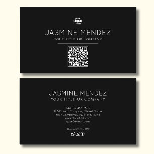 Schwarze moderne QR-Code-Logo-Sozial-Symbole Minim Visitenkarte