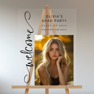 Schwarze moderne Schrift Foto-Abschlussfeier Willk Acrylschild