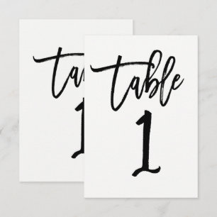 Schwarze moderne Script-Tischnummer 1 im Trend-Sti Einladung