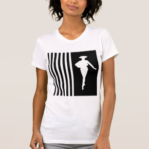 Schwarze, moderne Streifen mit Mode-Silhouette T-Shirt