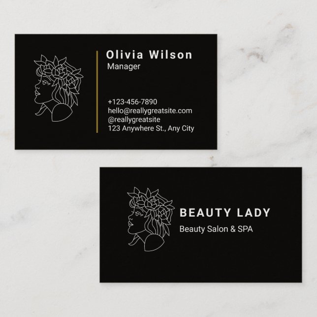 Schwarze Moderne Visitenkarte (Vorne/Hinten)