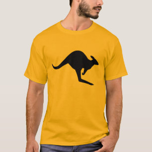 Schwarze moderne Vorsicht Kangaroo Form T-Shirt