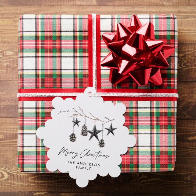 Schwarze, moderne Weihnachtsfamilie Ornament Karte (Insitu (Geschenk))