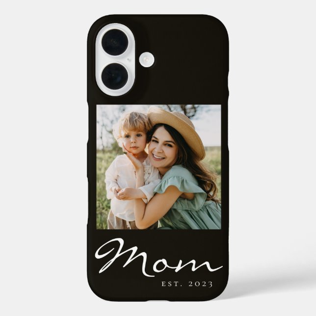 Schwarze Mom Established Schrift Foto Case-Mate iPhone Hülle (Rückseite)