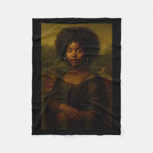 Schwarze Mona Lisa Afro Afrikanisch Amerikanisch M Fleecedecke