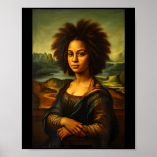 Schwarze Mona Lisa Afro Afrikanisch Amerikanische  Poster