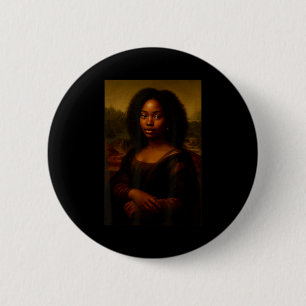 Schwarze Mona Lisa Afro Afrikanisch Melanin Schwar Button