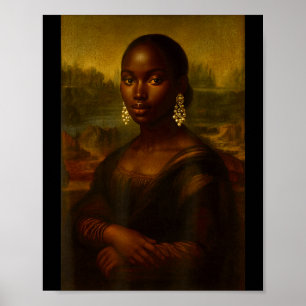 Schwarze Mona Lisa Afro Afrikanisch Melanin Schwar Poster