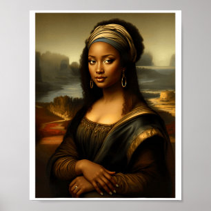 Schwarze Mona Lisa Afroamerikanische Schwarze Gesc Poster