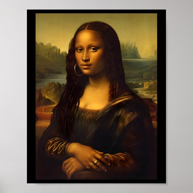 Schwarze Mona Lisa Afroamerikanischer Schwarzer Ge Poster (Vorne)