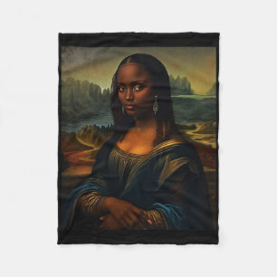 Schwarze Mona Lisa Black History Month Frau Afro K Fleecedecke