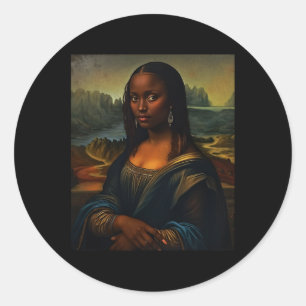 Schwarze Mona Lisa Black History Month Frau Afro K Runder Aufkleber