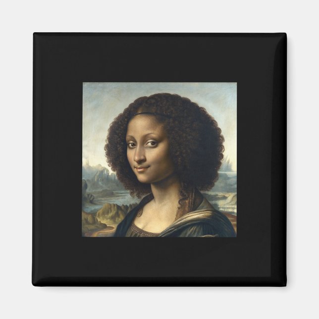 Schwarze Mona Lisa Schwarze Geschichte Monat Afro  Magnet (Vorne)