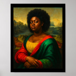 Schwarze Mona Lisa Seitenblick Afro Frau Schwarze Poster