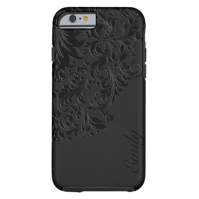 Schwarze monochromatische Vintage Bläschen Case-Mate iPhone Hülle (Rückseite)