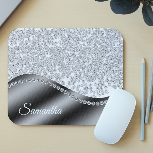 Schwarze Monogram Diamonds Glitzer Blende Mousepad (Von Creator hochgeladen)