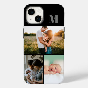 Schwarze Monogramm-3-Foto-Collage Case-Mate iPhone 14 Hülle
