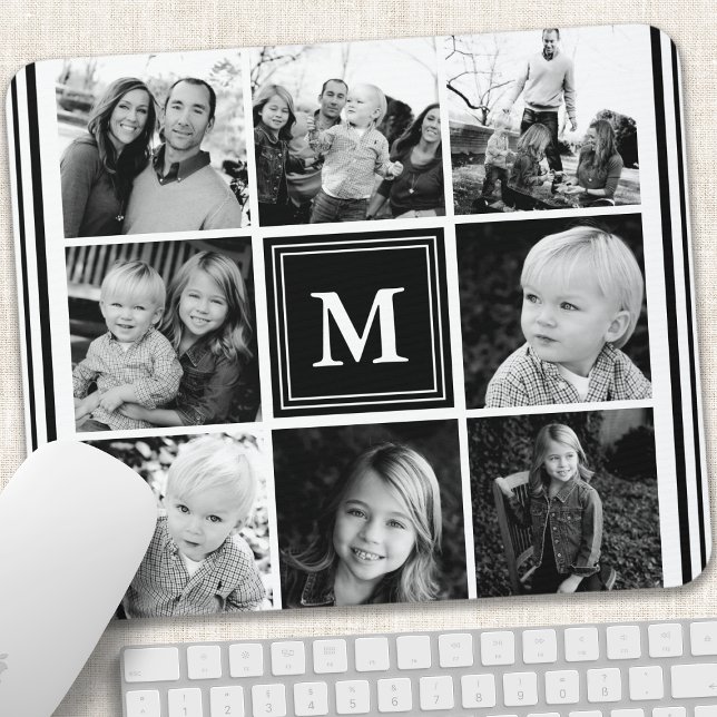 Schwarze Monogramm-Familie - FotoCollage Mousepad (Von Creator hochgeladen)