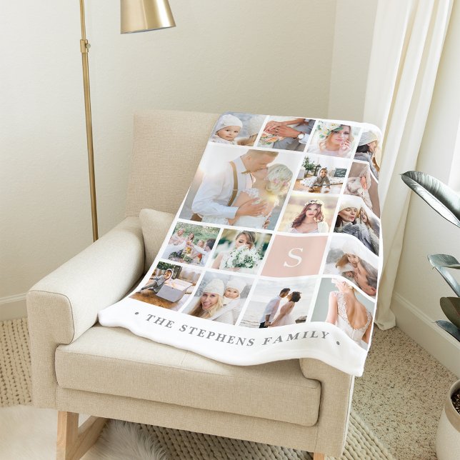 Schwarze Monogramm-FotoCollage Fleecedecke (Von Creator hochgeladen)