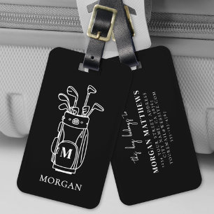 Schwarze Monogramm-Golftasche Gepäckanhänger