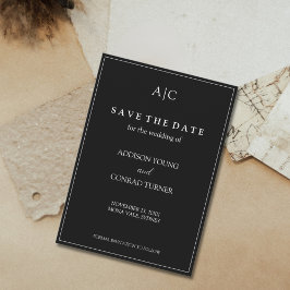 Schwarze Monogramm Hochzeit Speichern Sie die Datu Save The Date