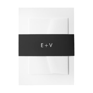 Schwarze Monogramm Moderne Solid Color Wedding Einladungsbanderole